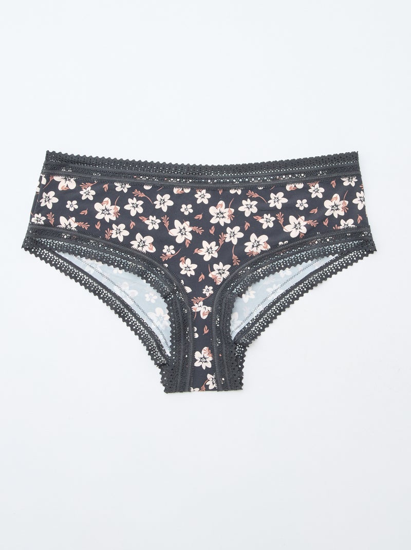 3er-Pack bedruckte Mikrofaser-Shortys Schwarz/Beige/Rosa - Kiabi
