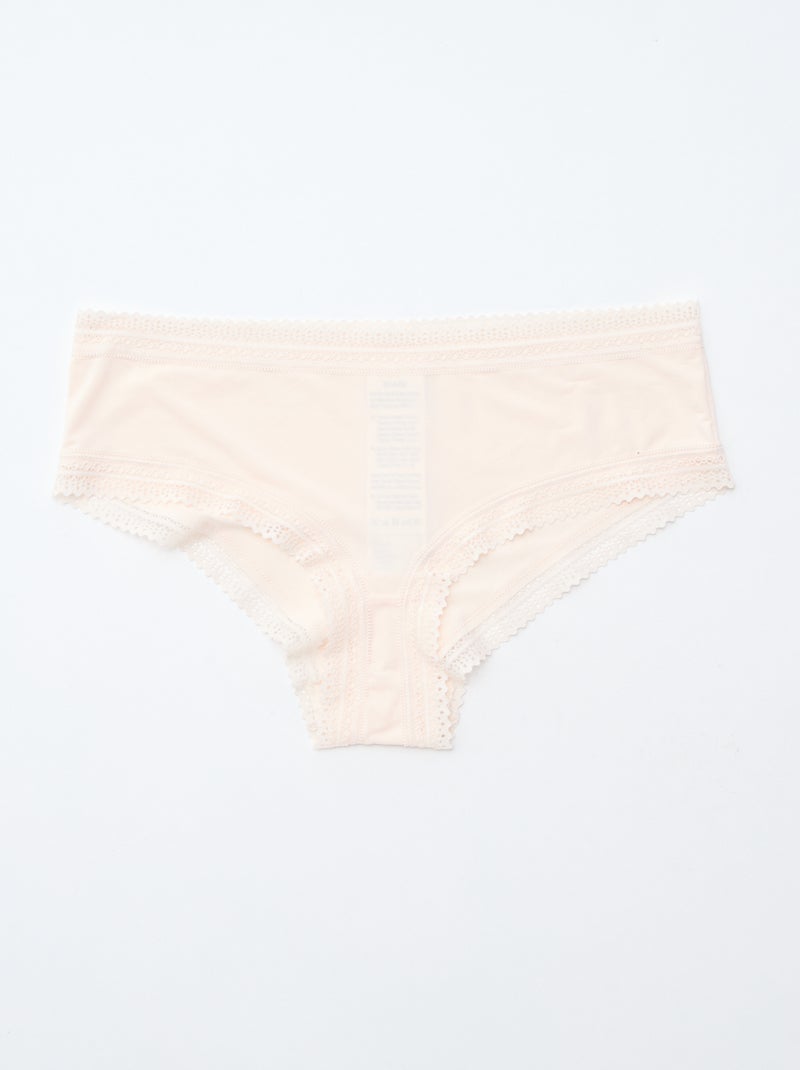 3er-Pack bedruckte Mikrofaser-Shortys Schwarz/Beige/Rosa - Kiabi