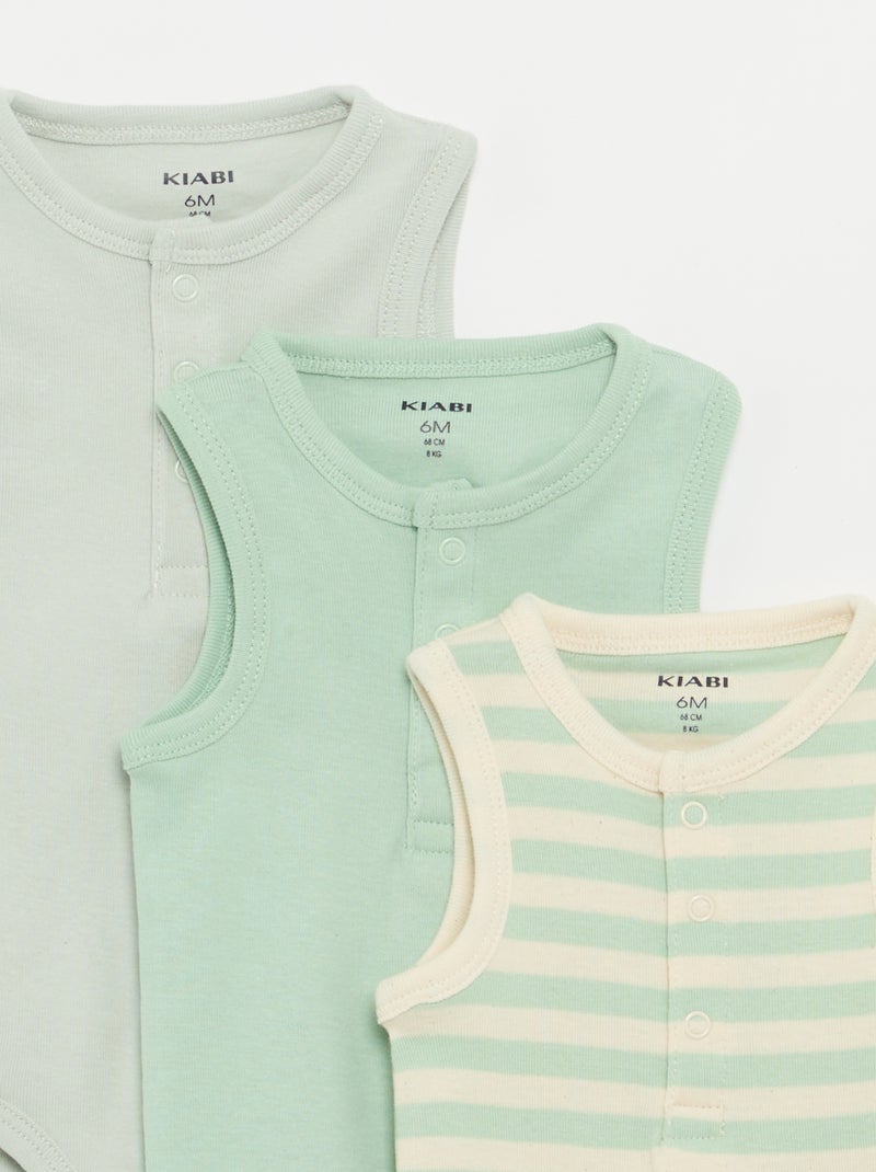 3er-Pack Bodys Grün - Kiabi