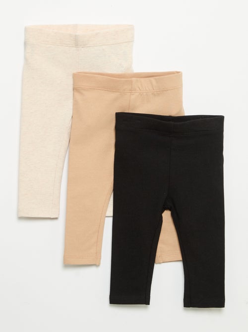 3er-Pack einfarbige Jersey-Leggings - Kiabi