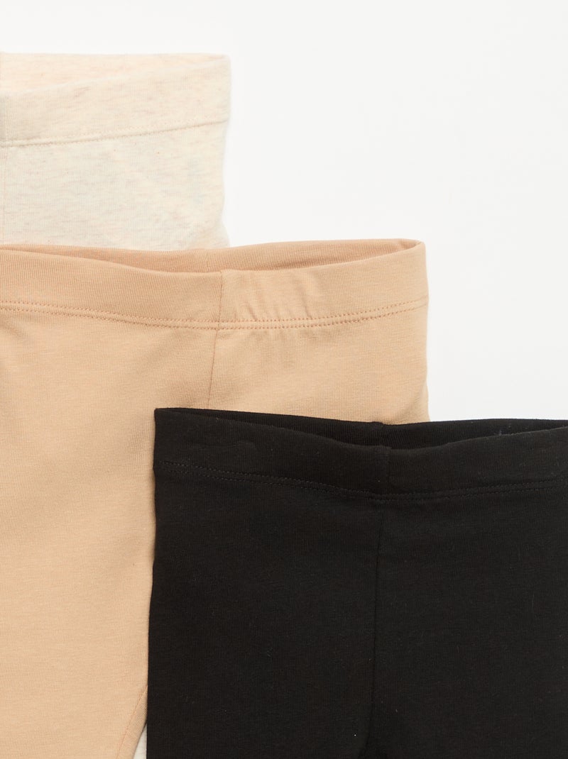 3er-Pack einfarbige Jersey-Leggings Schwarz - Kiabi