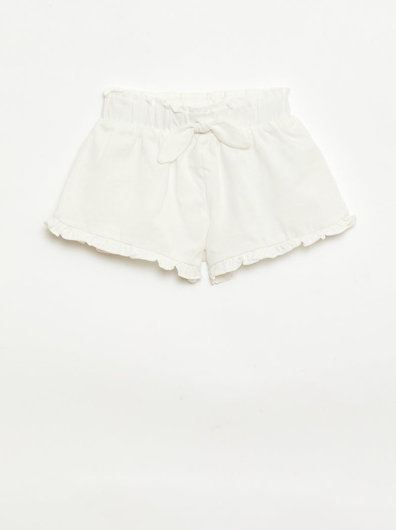 3er-Pack einfarbige Shorts mit Rüschen Beige - Kiabi