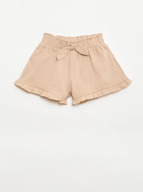 3er-Pack einfarbige Shorts mit Rüschen - Kiabi