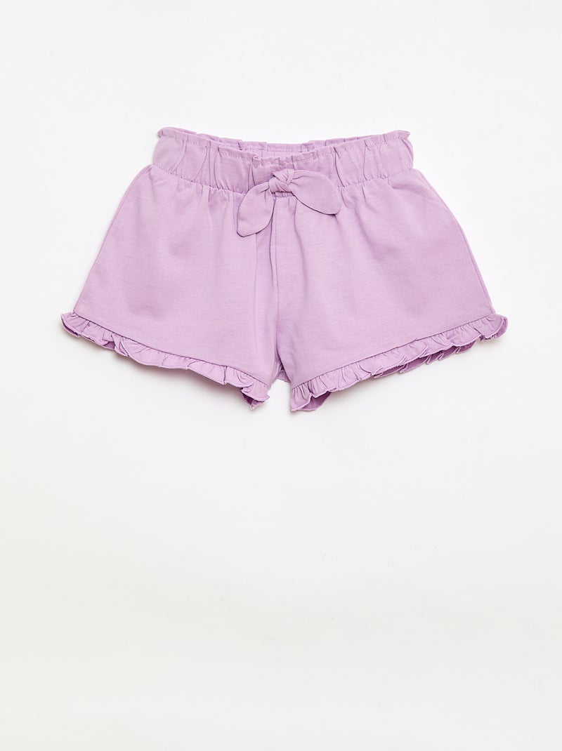 3er-Pack einfarbige Shorts mit Rüschen Lila - Kiabi
