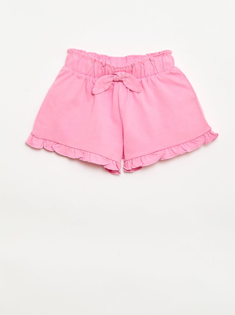 3er-Pack einfarbige Shorts mit Rüschen Lila - Kiabi