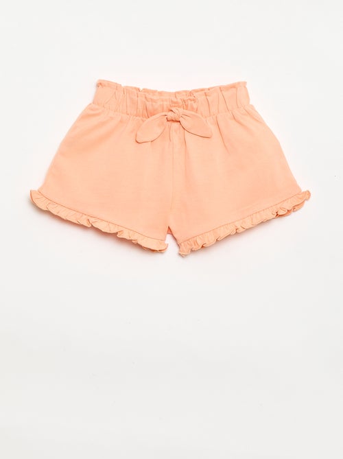 3er-Pack einfarbige Shorts mit Rüschen - Kiabi