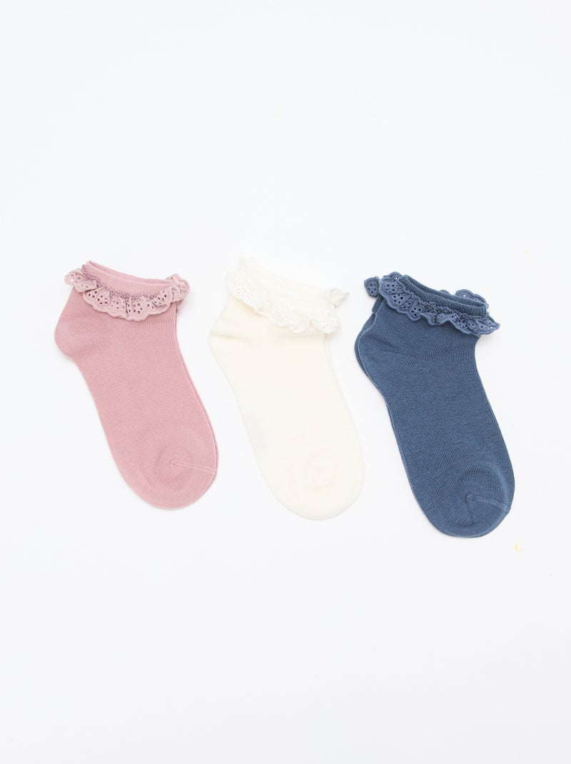 3er-Pack festliche Söckchen mit Rüschen Rosa - Kiabi