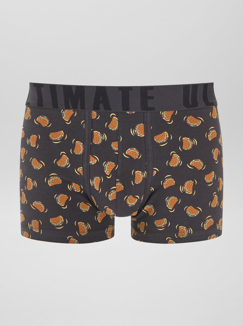 3er-Pack gemusterte Boxershorts Grün/grau - Kiabi
