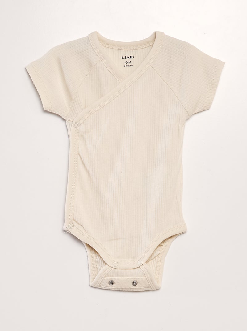 3er-Pack gerippte Bodys Beige - Kiabi
