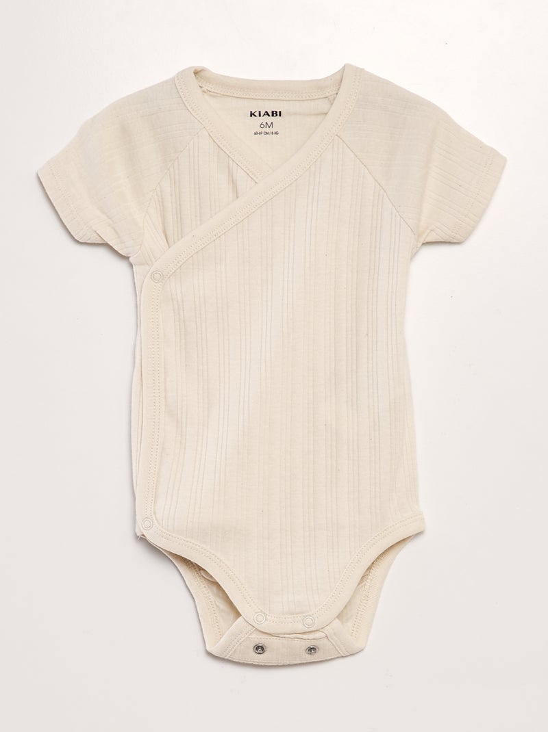 3er-Pack gerippte Bodys Beige - Kiabi