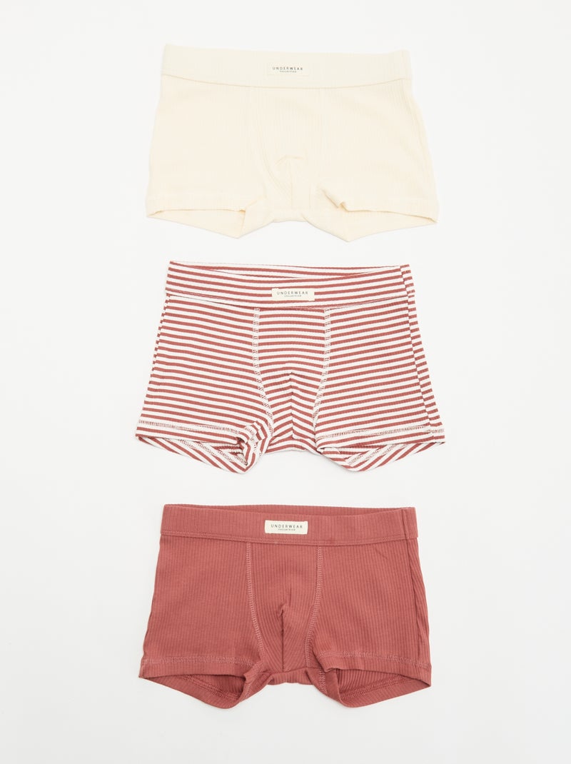 3er-Pack gerippte Boxershorts Rot - Kiabi