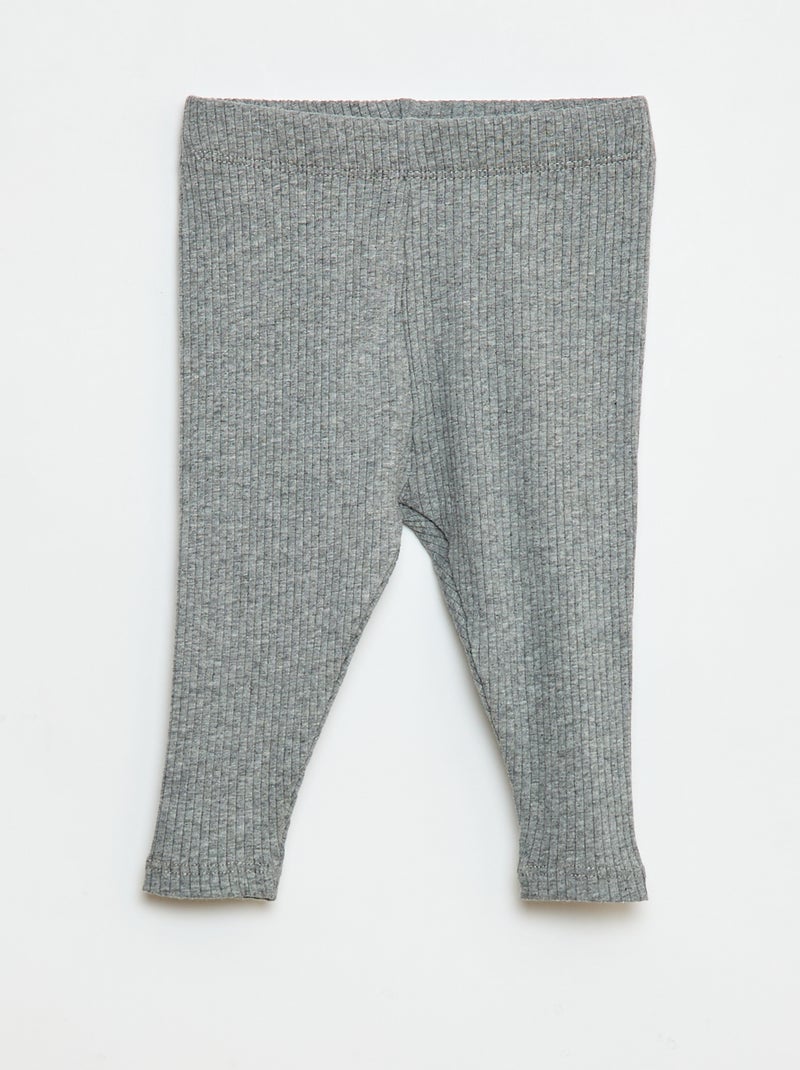 3er-Pack gerippte Leggings Beige - Kiabi