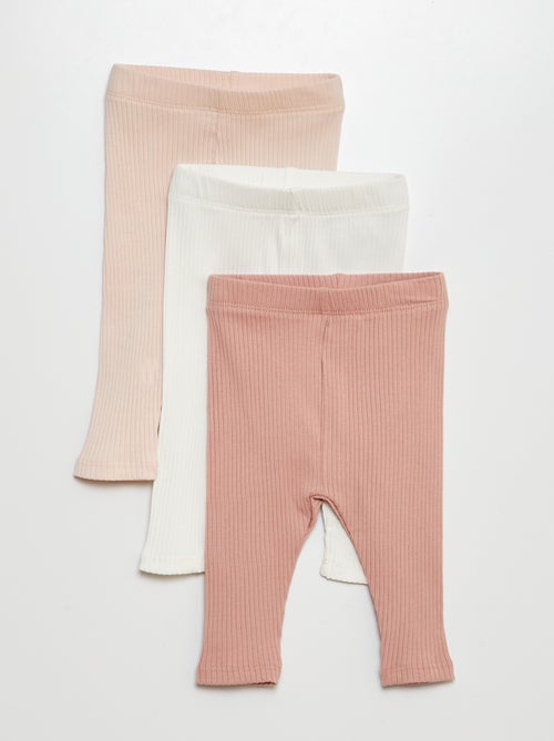 3er-Pack gerippte Leggings - Kiabi