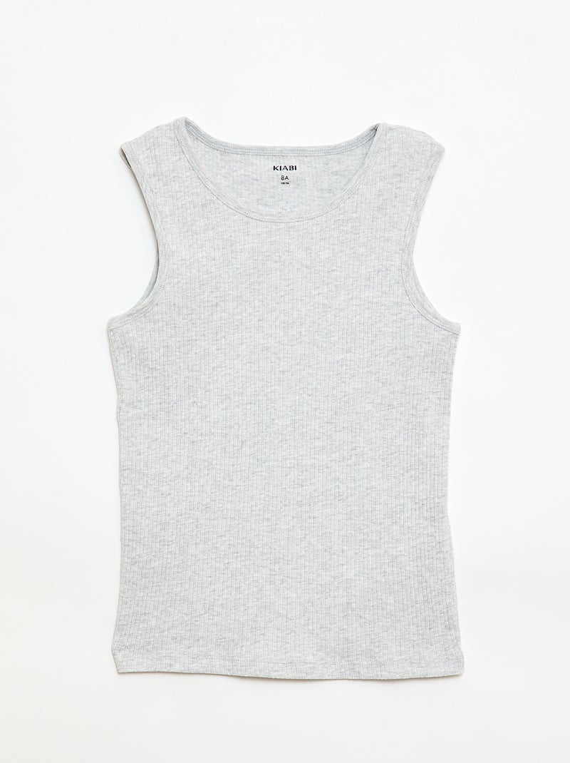 3er-Pack gerippte Tanktops Blau - Kiabi