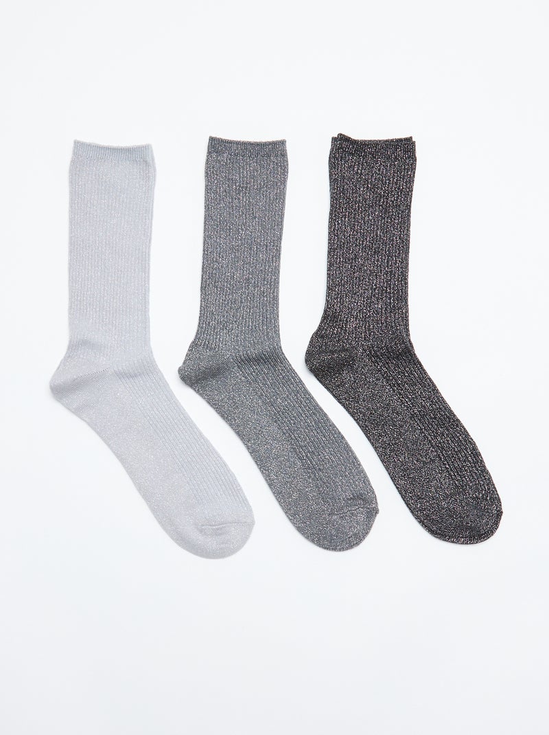 3er-Pack Glitzersocken Schwarz - Kiabi