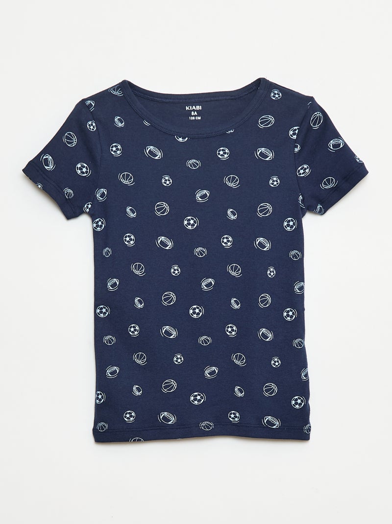 3er-Pack Kurzarm-T-Shirts Blau - Kiabi