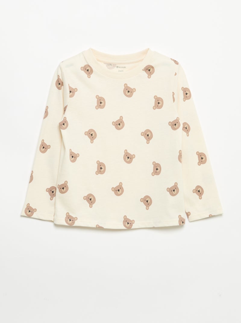3er-Pack Langarm-T-Shirts Beige - Kiabi