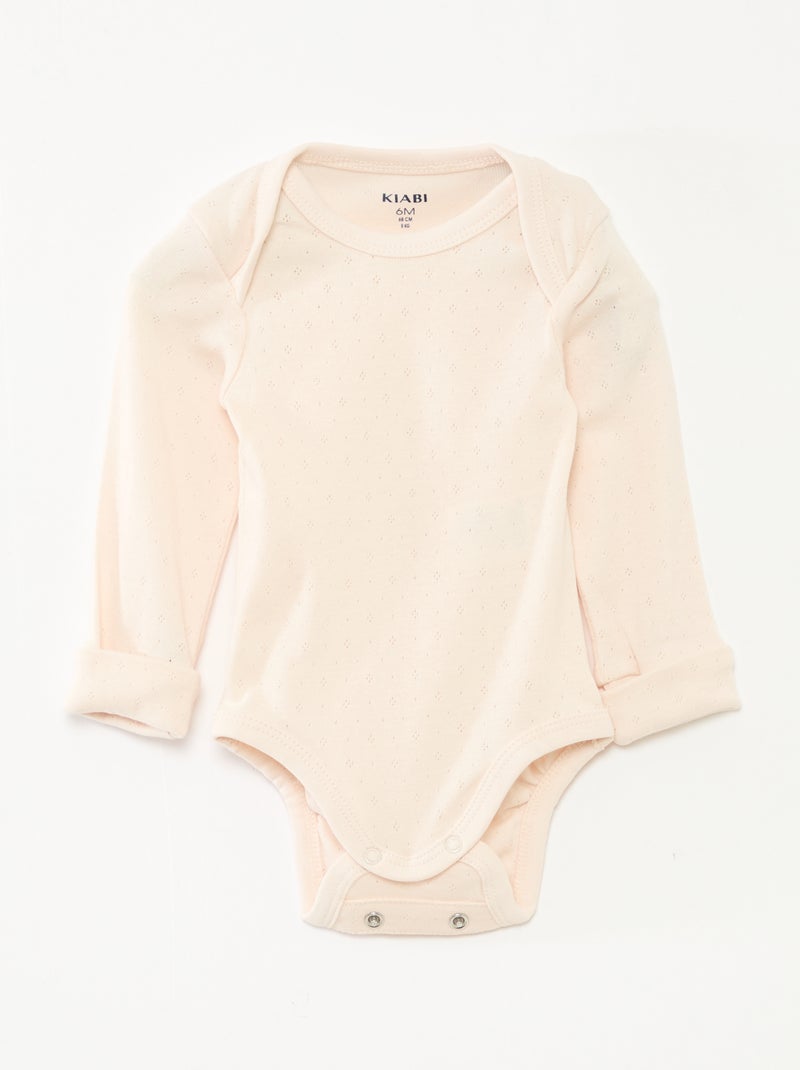 3er-Pack mitwachsende Bodys mit US-Ausschnitt und langen Ärmeln Rosa - Kiabi