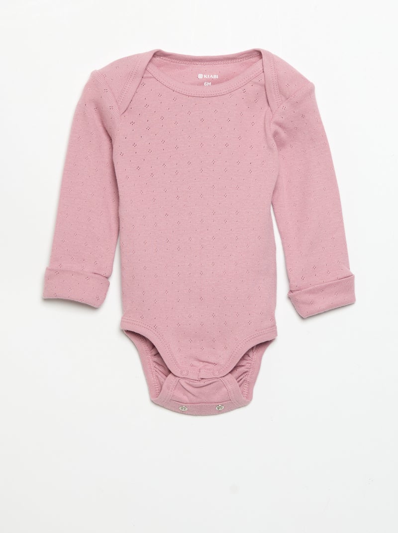 3er-Pack mitwachsende Bodys mit US-Ausschnitt und langen Ärmeln Rosa - Kiabi