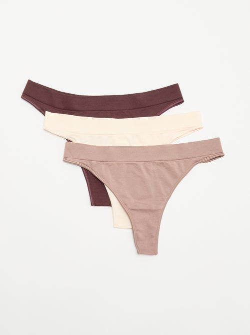 3er-Pack nahtlose Tangas - Kiabi