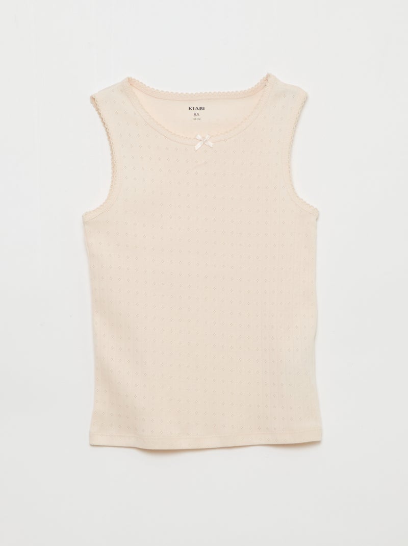 3er-Pack Pointelle-Strick-Tanktops Rosa - Kiabi