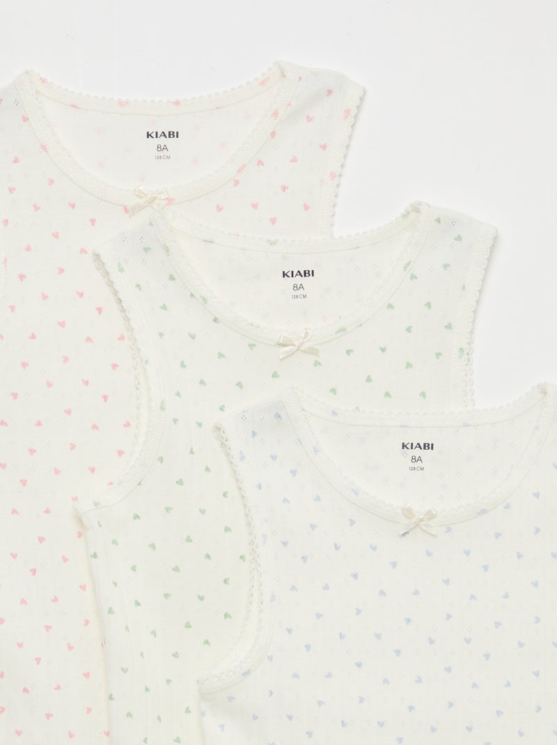 3er-Pack Pointelle-Strick-Tanktops Weiß - Kiabi