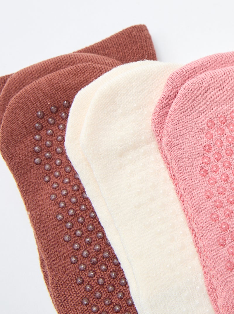3er-Pack rutschfeste Socken Braun - Kiabi