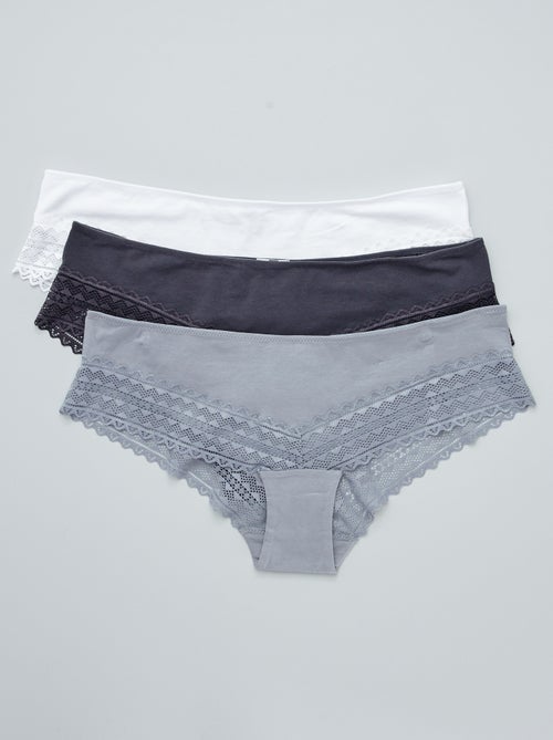 3er-Pack Shortys mit Spitze - Kiabi