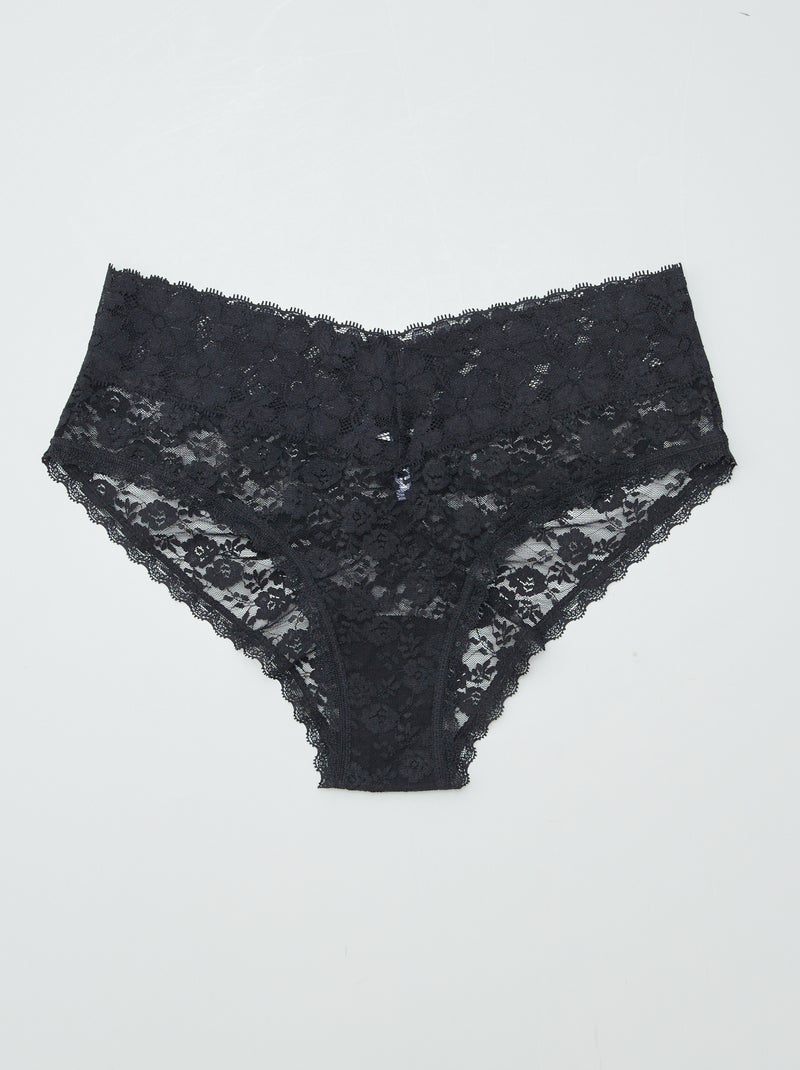 3er-Pack Spitzen-Shortys Schwarz - Kiabi