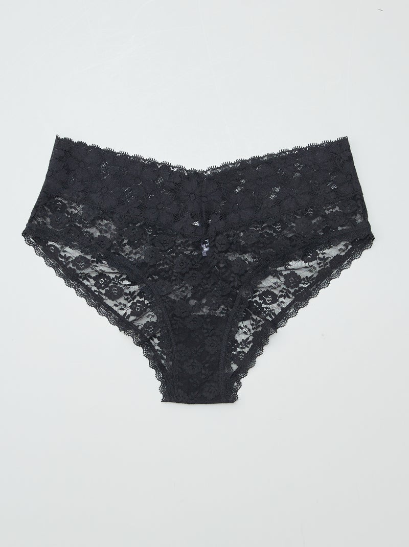 3er-Pack Spitzen-Shortys Schwarz - Kiabi