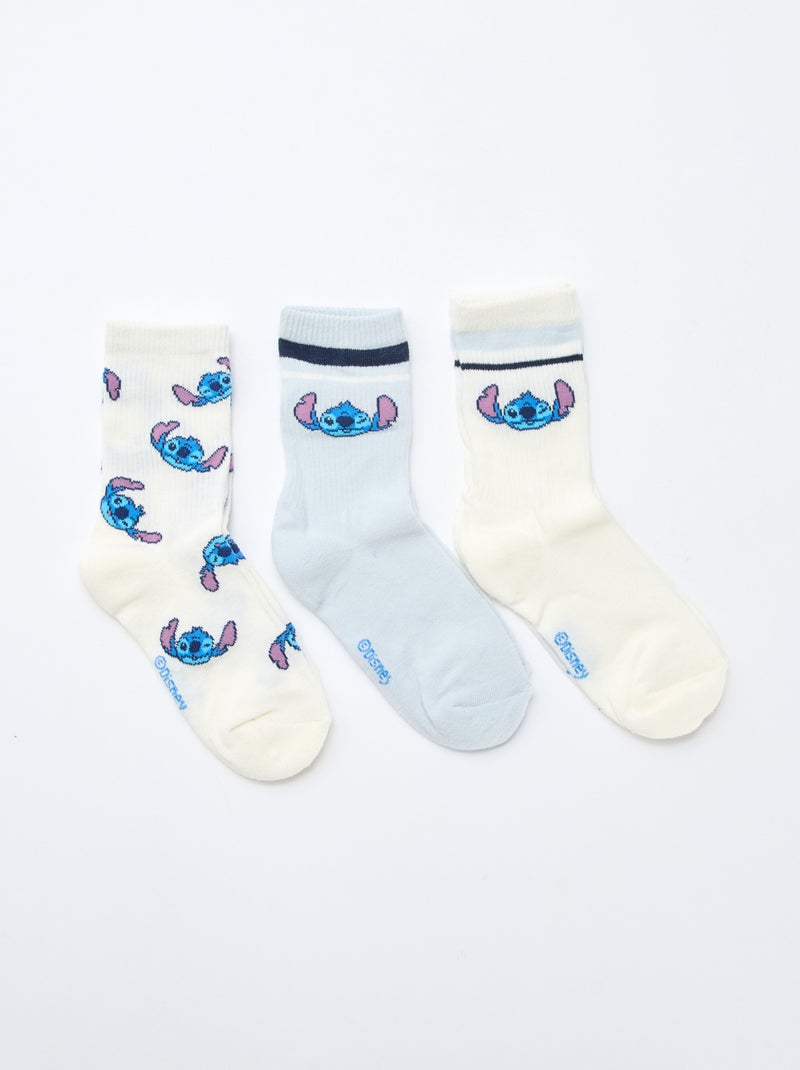 3er-Pack "Stitch" Socken Blau/Weiß - Kiabi