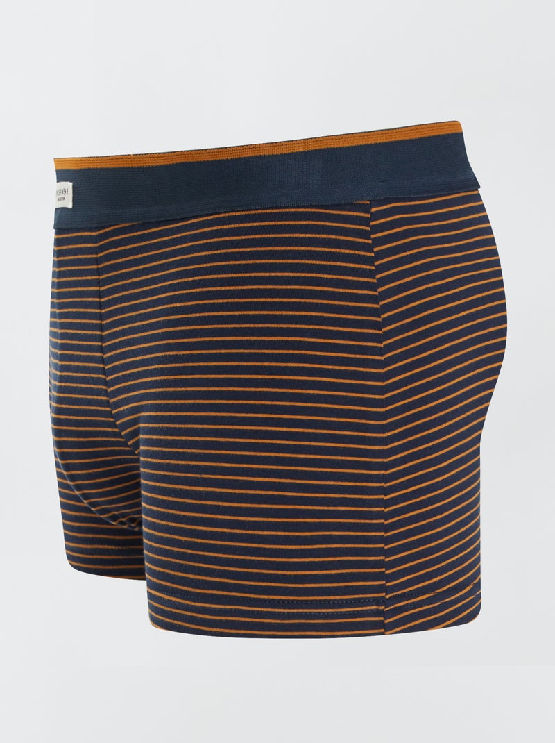 3er-Pack Stretch-Boxershorts Senfgelb/Marineblau - Kiabi