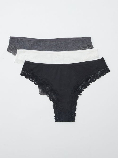 3er-Pack Tangas aus Rippstrick - Kiabi