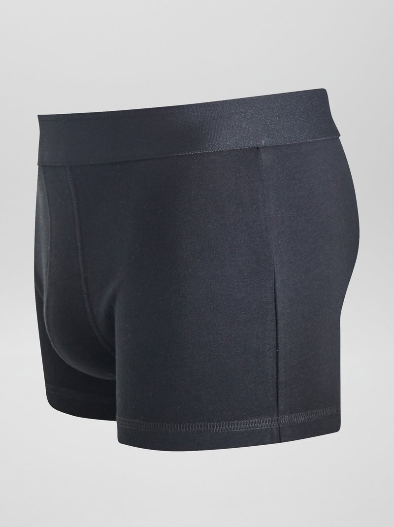 3er-Pack unifarbene Boxershorts Schwarz - Kiabi