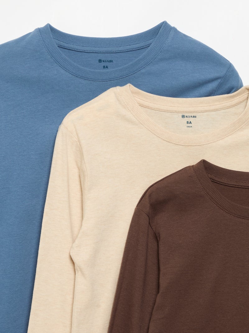 3er-Pack unifarbene T-Shirts Beige - Kiabi