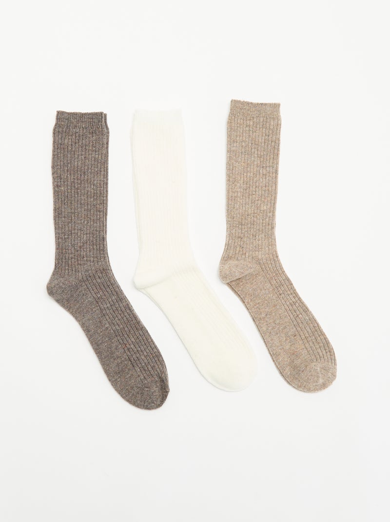3er-Pack warme Socken Beige - Kiabi