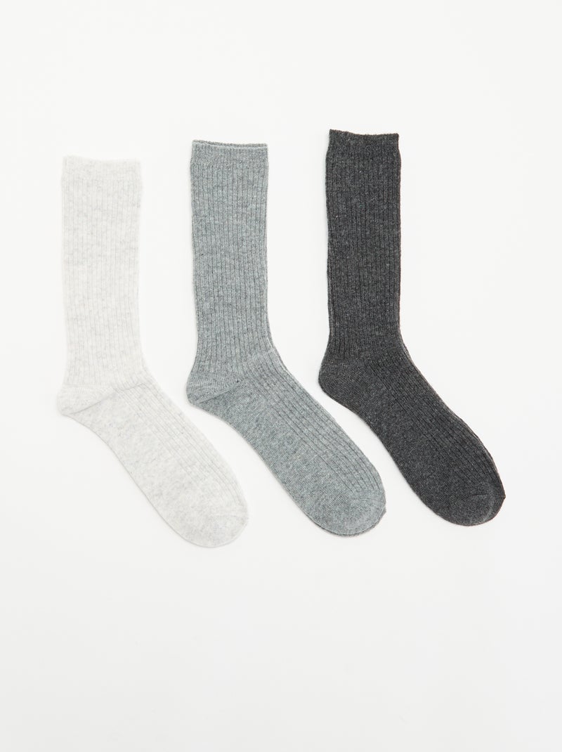 3er-Pack warme Socken Grau - Kiabi