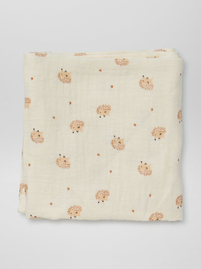 3er-Set bedruckte Mulltücher Bordeaux/Beige - Kiabi