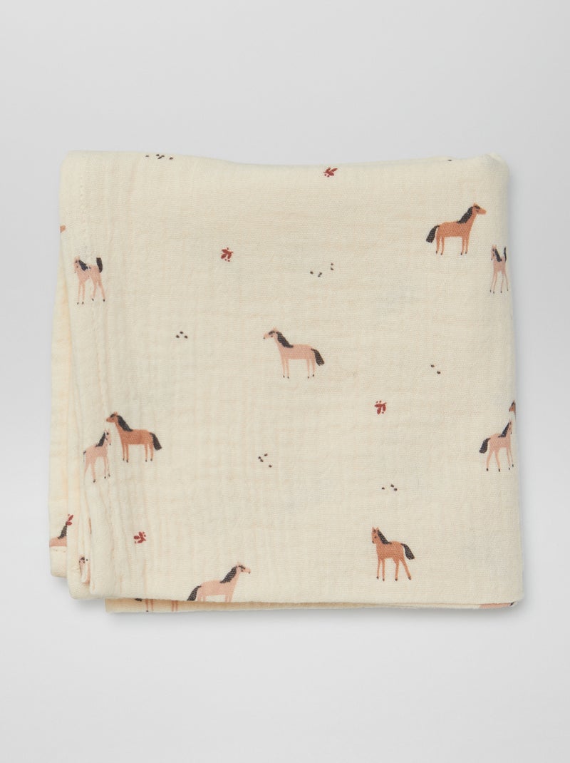 3er-Set bedruckte Mulltücher Rosa/Beige - Kiabi