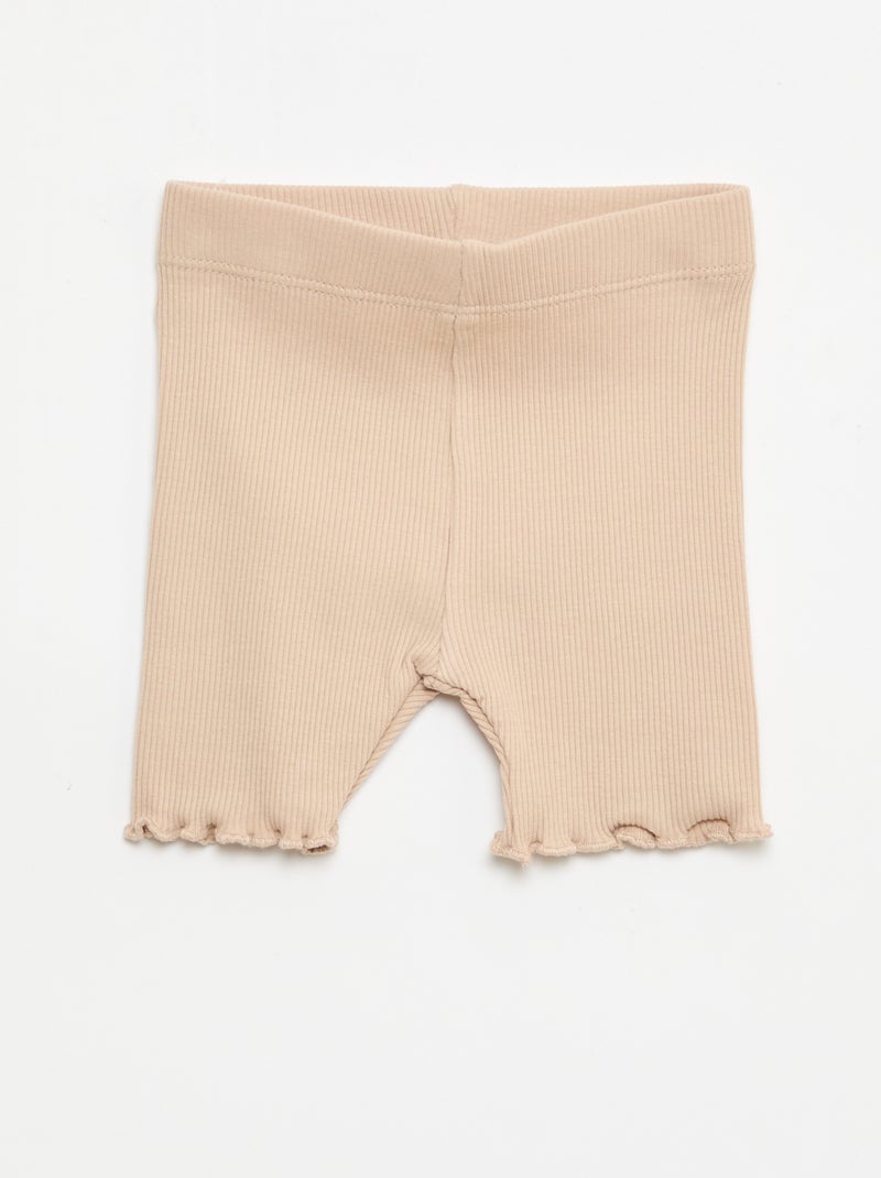 3er-Set gerippte Velohosen Beige - Kiabi