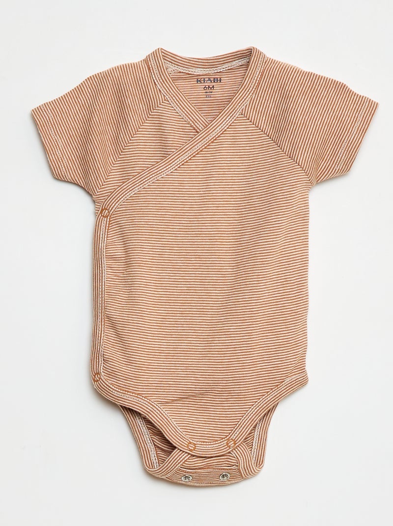 3er-Set mitwachsender Wickelbodys, kurzärmlig Beige - Kiabi