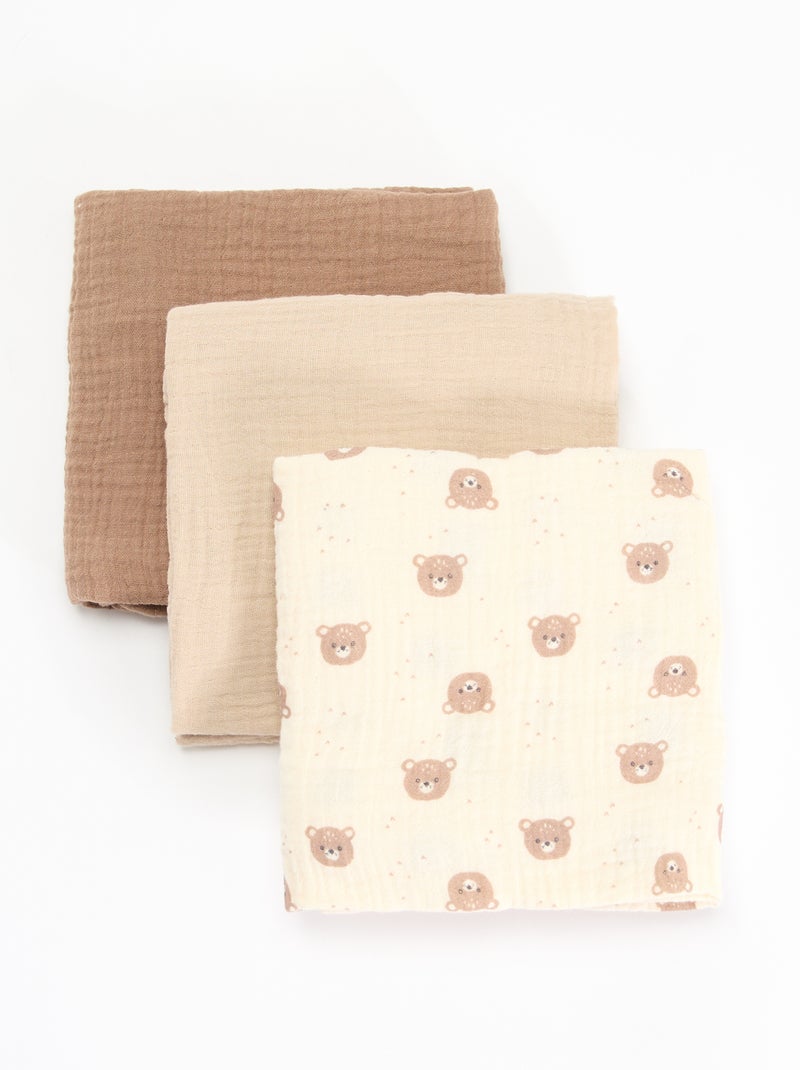 3er-Set Mulltücher Beige - Kiabi