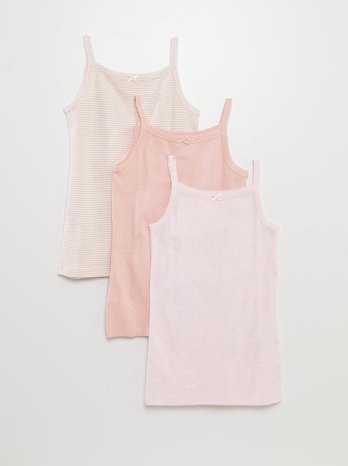 3er-Set Pointelle-Trägershirts - Kiabi