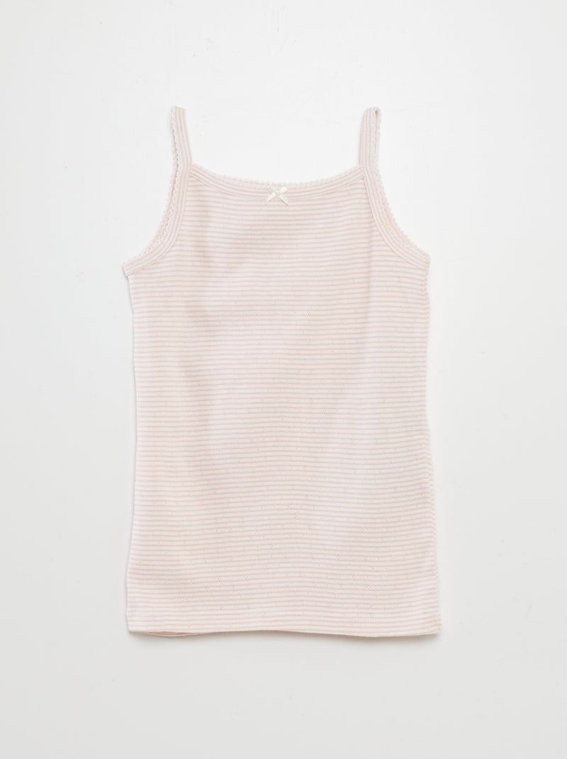 3er-Set Pointelle-Trägershirts Rosa - Kiabi