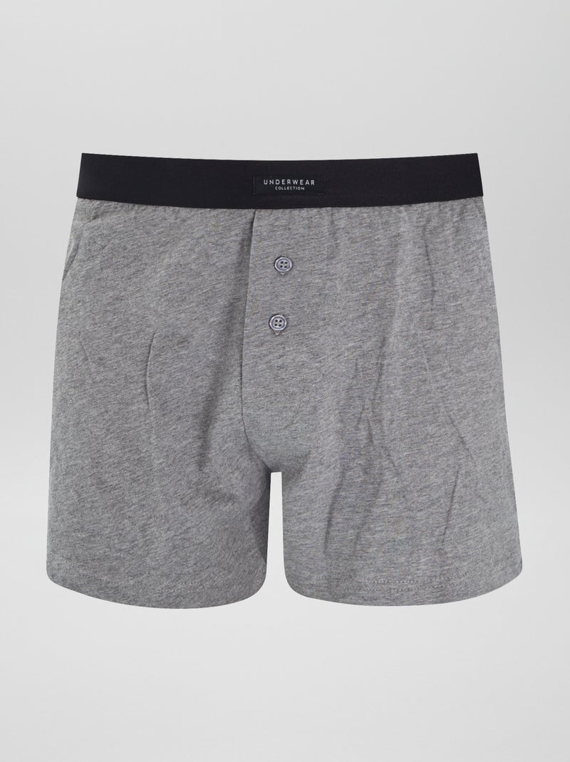 3er-Set unifarbene Boxershorts Grau/Schwarz/Weiß - Kiabi