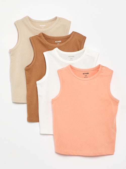 4er-Pack einfarbige Tanktops - Kiabi 4er-Pack einfarbige Tanktops - Kiabi