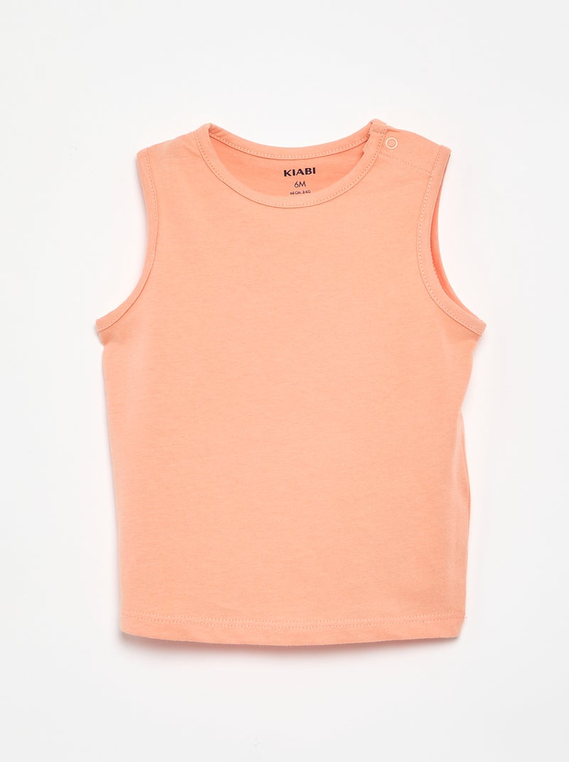 4er-Pack einfarbige Tanktops Orange - Kiabi