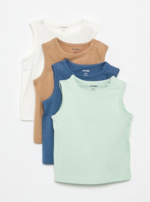 4er-Pack einfarbige Tanktops - Kiabi