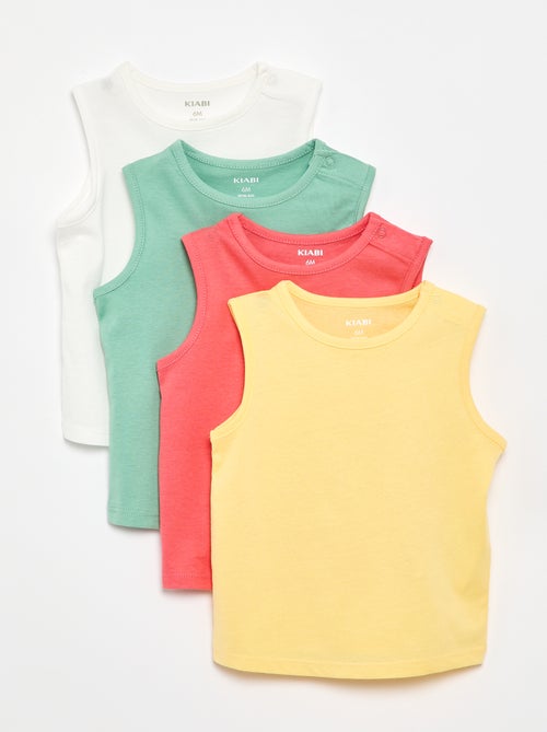 4er-Pack einfarbige Tanktops - Kiabi