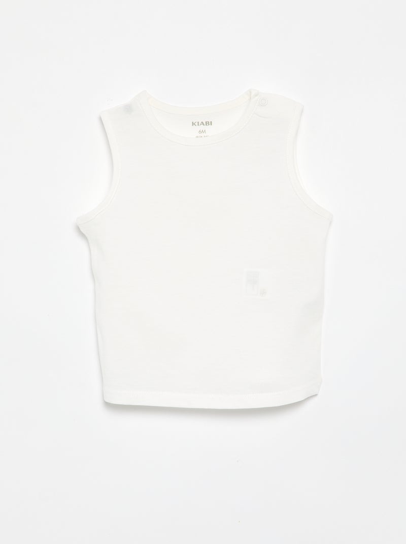 4er-Pack einfarbige Tanktops Weiß - Kiabi